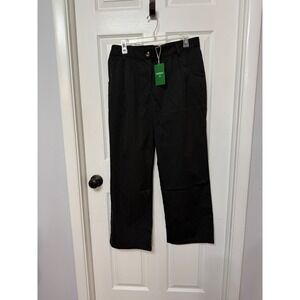 Halara Black Wide Leg High Waisted Pleated Trousers Pants Womens Large NWT